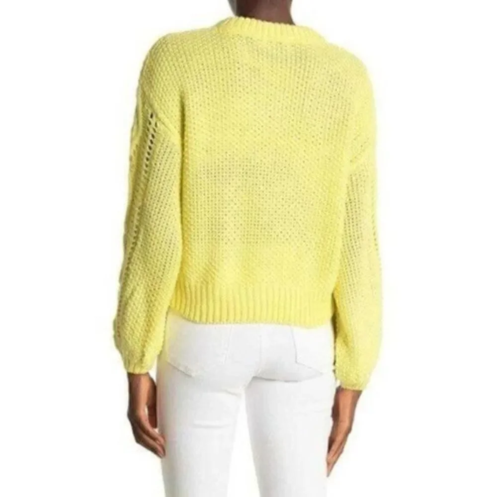 All In Favor Cable Pointelle Yellow Sweater L NWT - Picture 10 of 10